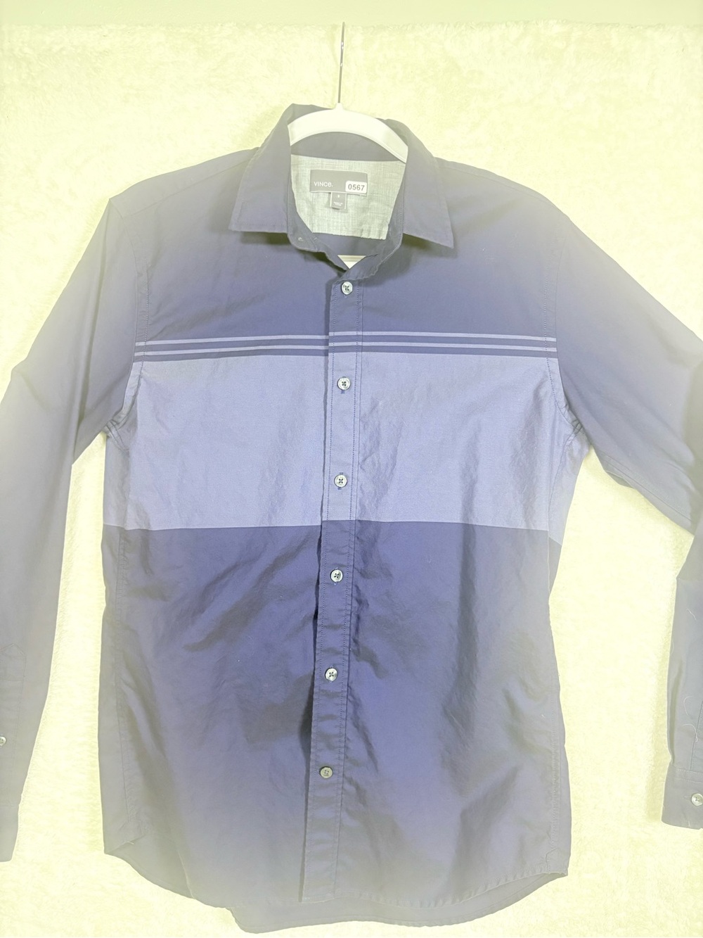 Vince Men's Blue Colorblock Button-Down Shirt Small 0567